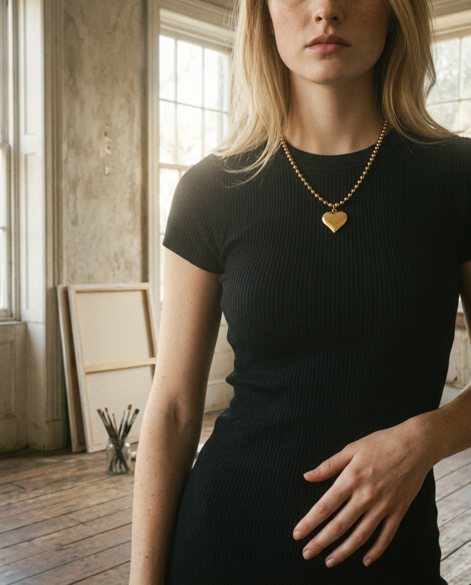 AI Editorial - 18K Stainless Steel Tarnish Free Heart Necklace