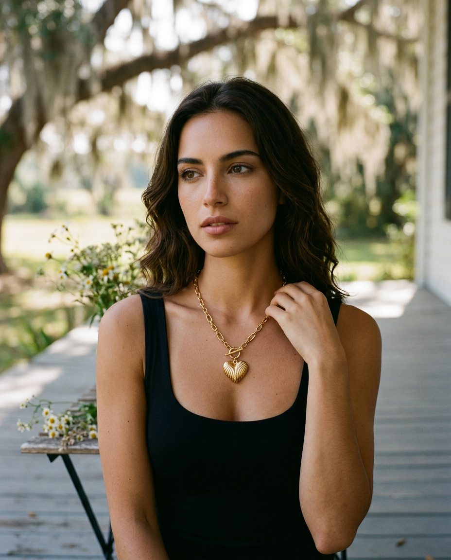 AI Editorial - 18K Stainless Steel Tarnish Free Heart Necklace