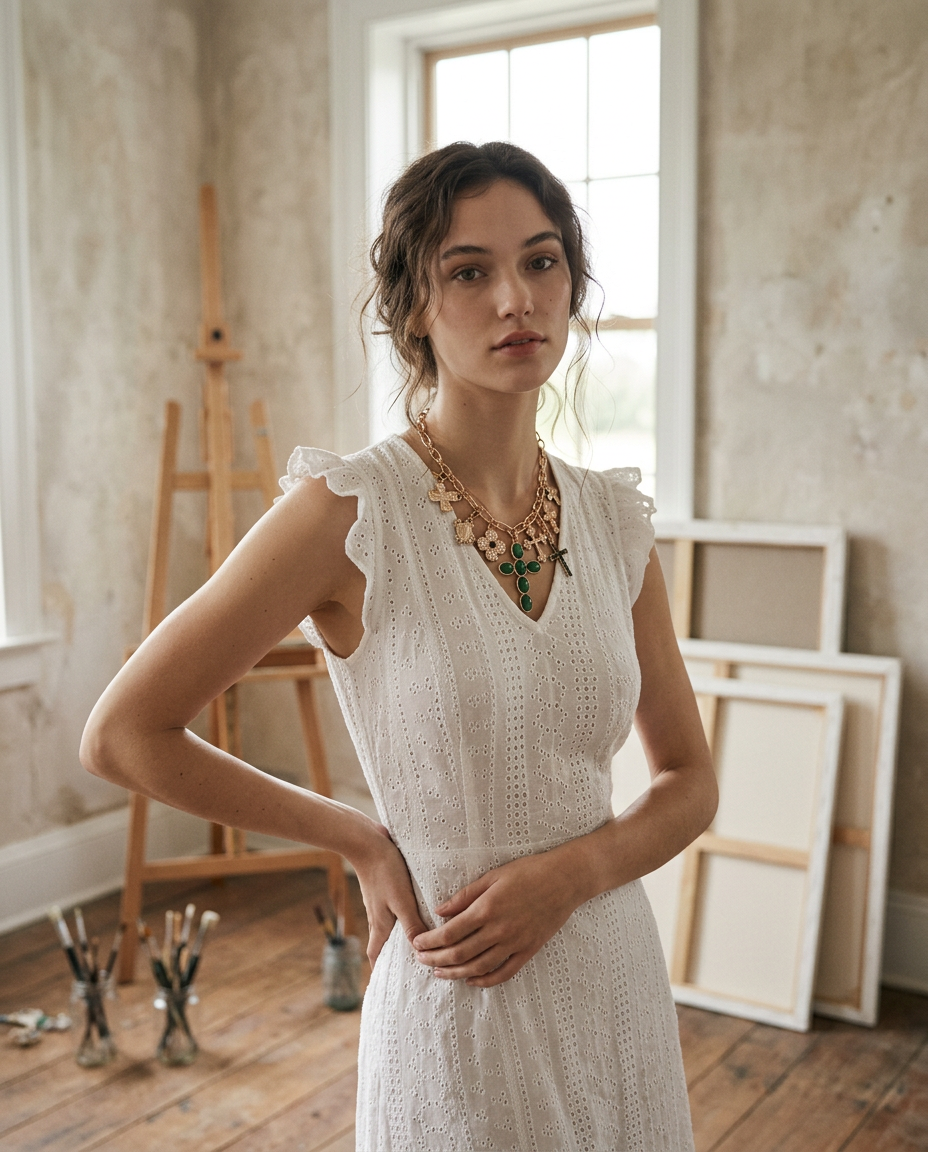 AI Editorial - Charm Necklace-Multi Cross Charms Necklace