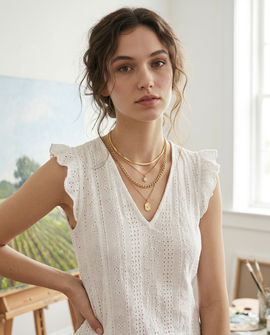 AI Editorial - Double Charm Multi Layer Necklace
