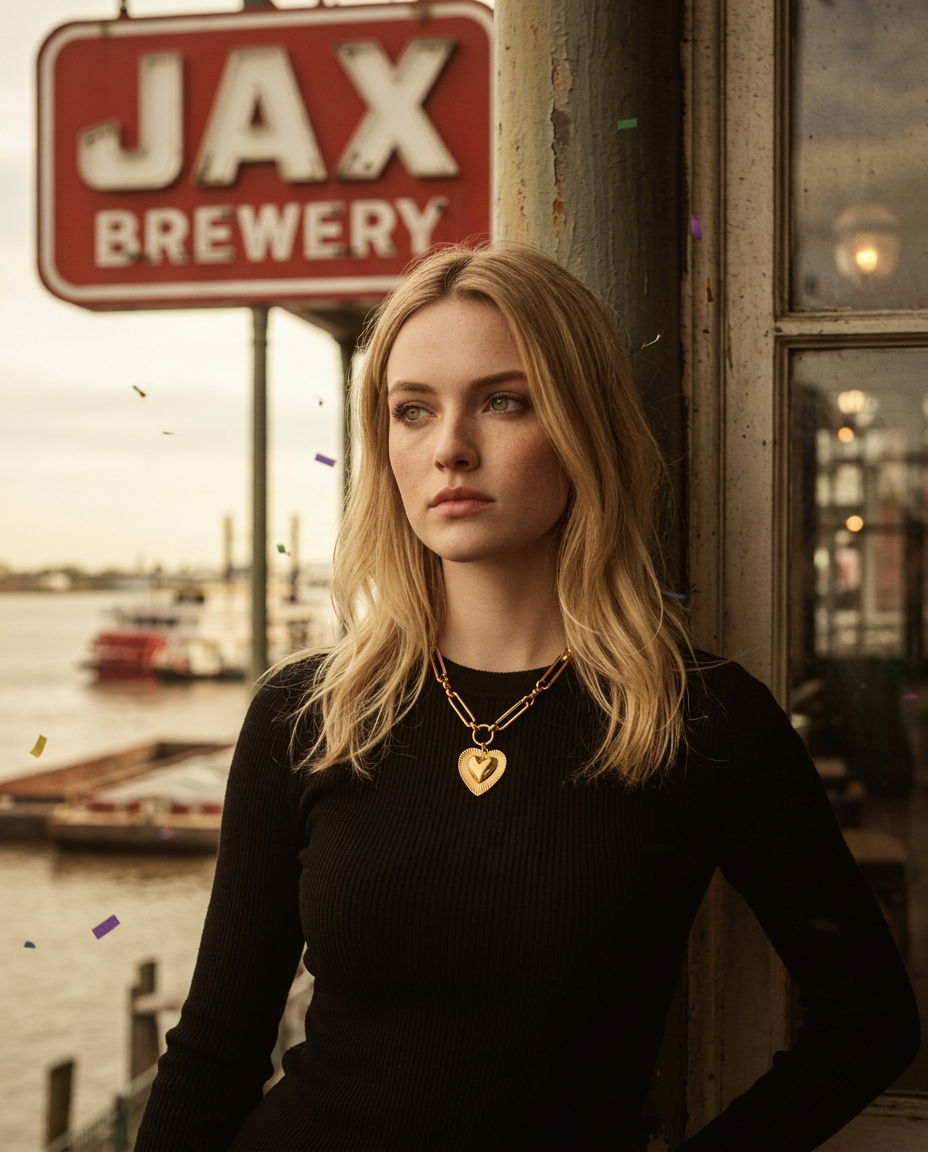 AI Editorial - Etched Heart Chunky Chain Statement Necklace