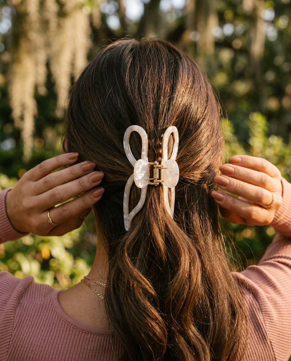 AI Editorial - Jumbo Cellulose Casting Bow Hair Claw Clips