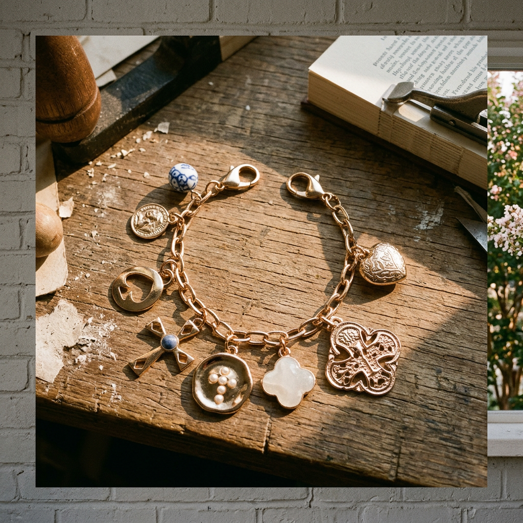 AI Editorial - Bag Key Charm-Cross Heart Porcelain Coin
