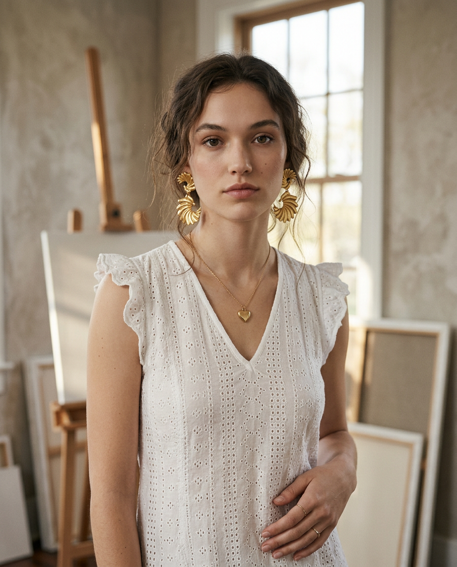 AI Editorial - 18K Gold Plated S.Steel Geometric Dangle Earrings
