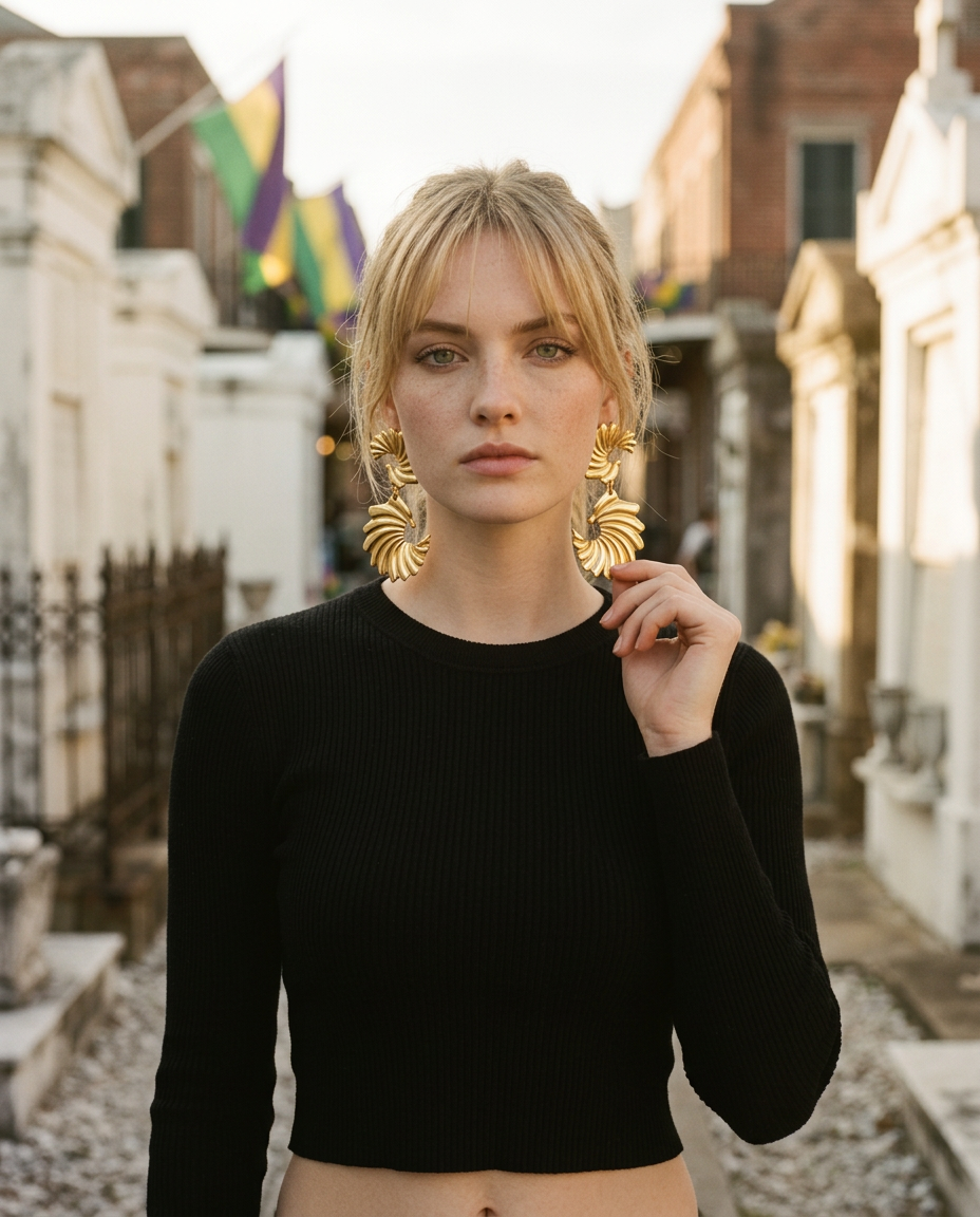 AI Editorial - 18K Gold Plated S.Steel Geometric Dangle Earrings
