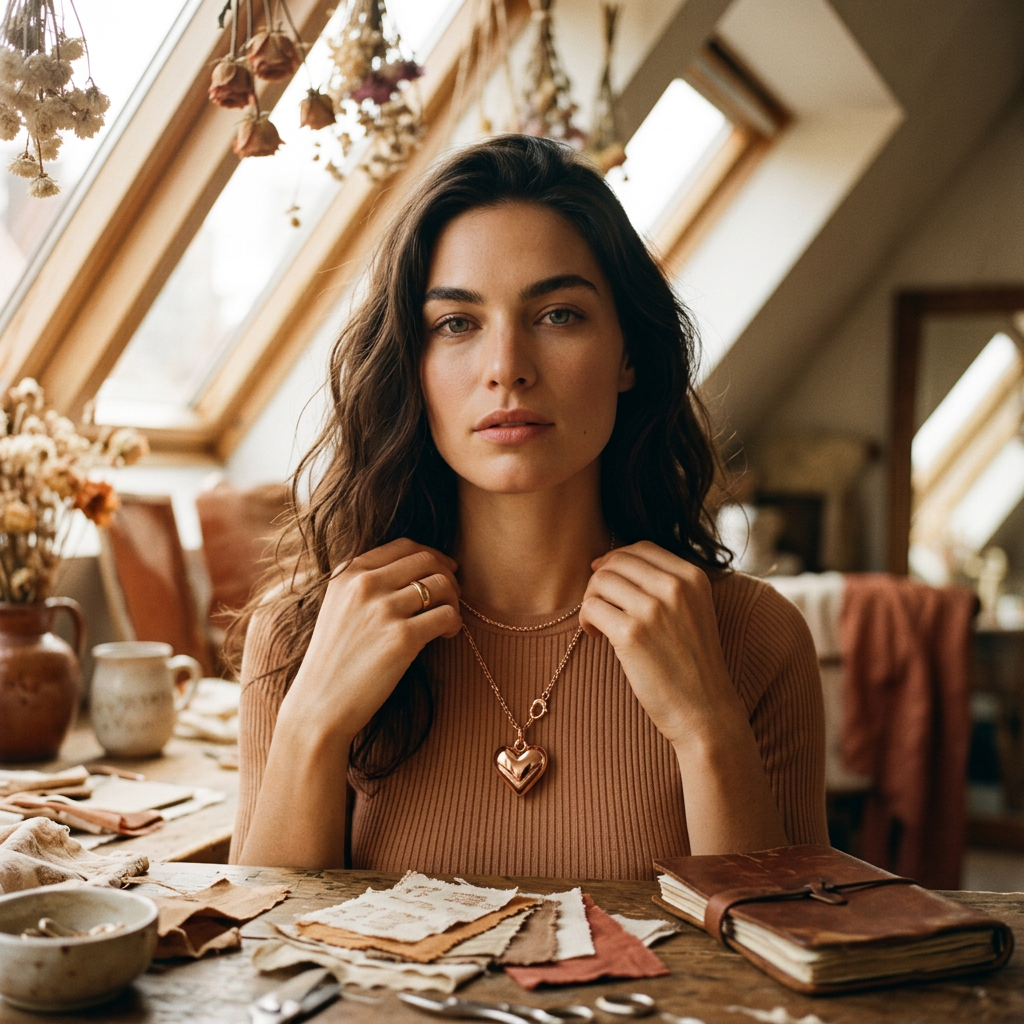 AI Editorial - Chunky Heart Scarf Necklace Charm