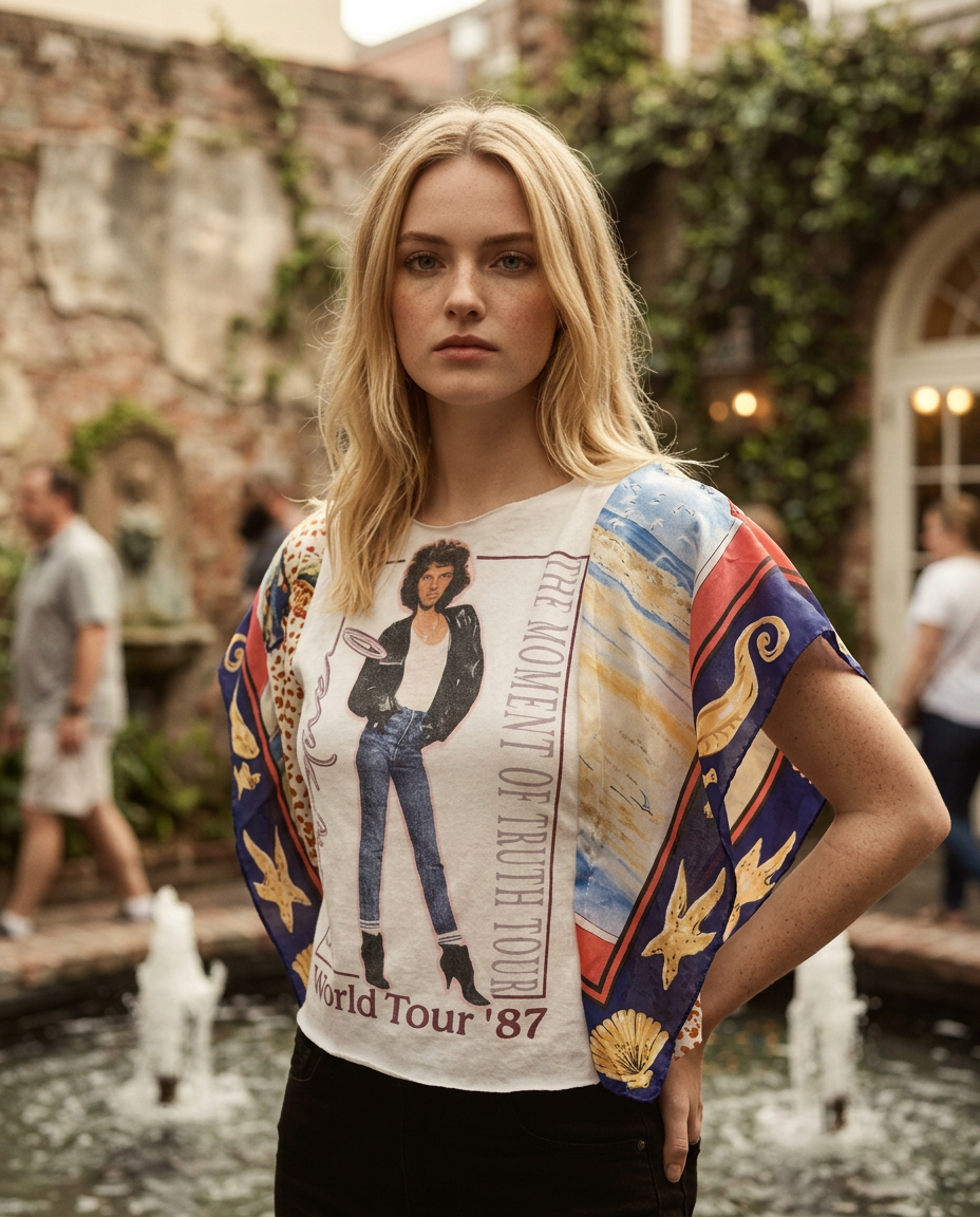 AI Editorial - OOAK Whitney Silk Scarf Top