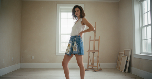 AI Editorial - OOAK Fendi Scarf Denim Skort