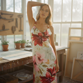 AI Editorial - Cowl Neck Bead Strap Maxi Dress