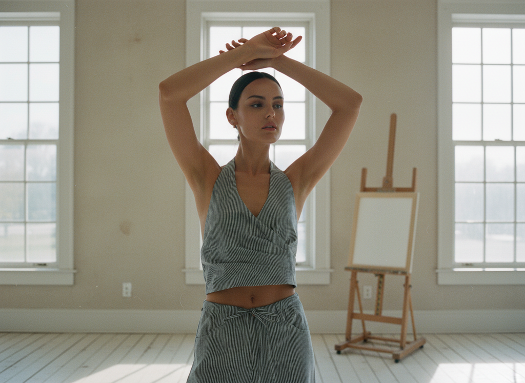 AI Editorial - Wrap Halter Crop Top