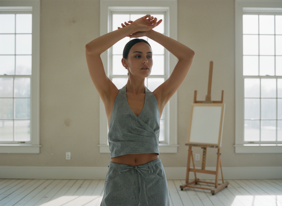 AI Editorial - Wrap Halter Crop Top