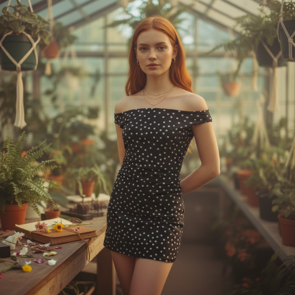 AI Editorial - Polka Dot Ruched Mesh Mini Dress