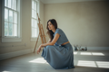 AI Editorial - Chambray Boat Neck Boxy Crop Top