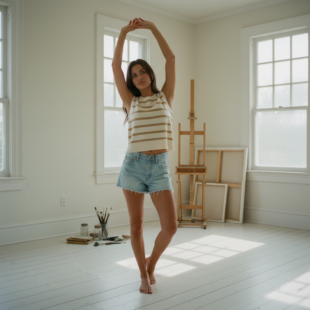 AI Editorial - Stripe Back Tie Sleeveless Knit Sweater
