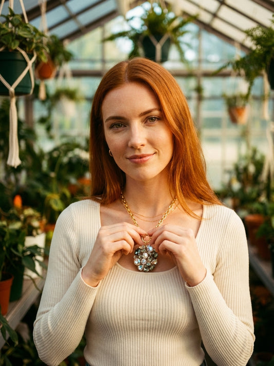 AI Editorial - OOAK Vintage Rhinestone Broach Necklace