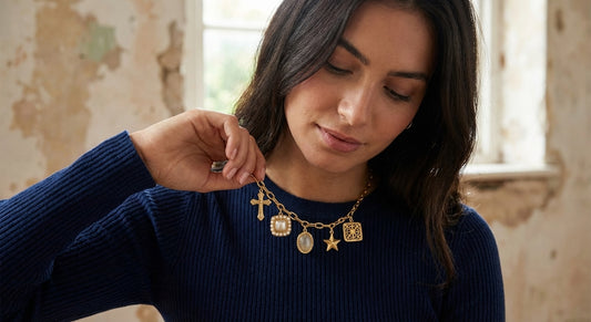 AI Editorial - OOAK Cross/Pearl Vintage Charm Necklace