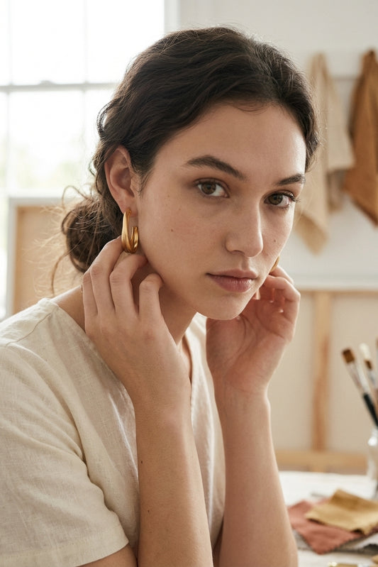 AI Editorial - Large Layered Brushed Metallic Hoop Earrings