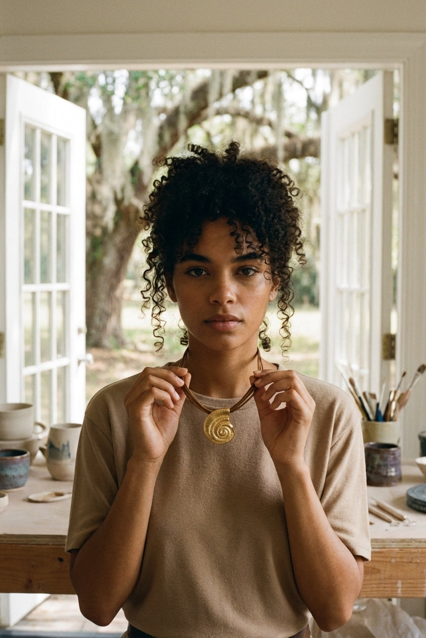 AI Editorial - Sealife Shell Pendant Multi Cord Necklace