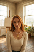 AI Editorial - Large Clam Shell Pendant Pearl Beaded Necklace