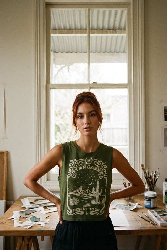 AI Editorial - Spiritual Gangster Stargazer Spirit Crop Tank