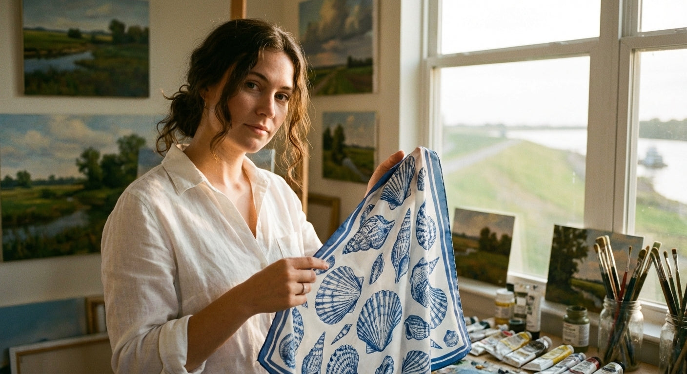 AI Editorial - Sealife Seashells Bandana Scarf