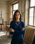 AI Editorial - Intricate Enamel And Metallic Heart Charms Statement Necklace