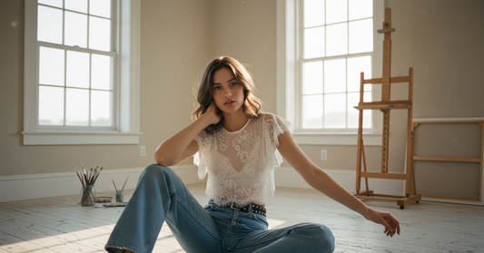 AI Editorial - Free People Lunar Ash Lace Top