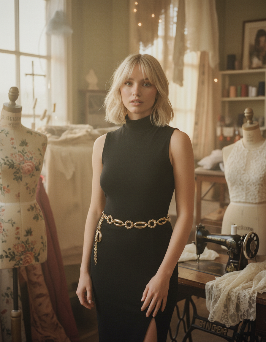 AI Editorial - Mixed Metallic Oval Chain Belt