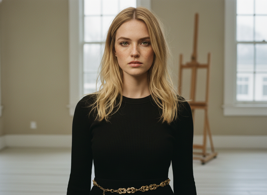 AI Editorial - Intricate Metallic Chain Belt
