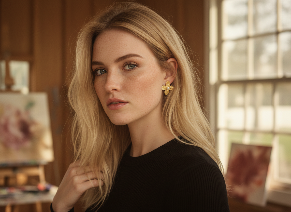 AI Editorial - Gold Dipped Pearl Clover Large Stud Earrings