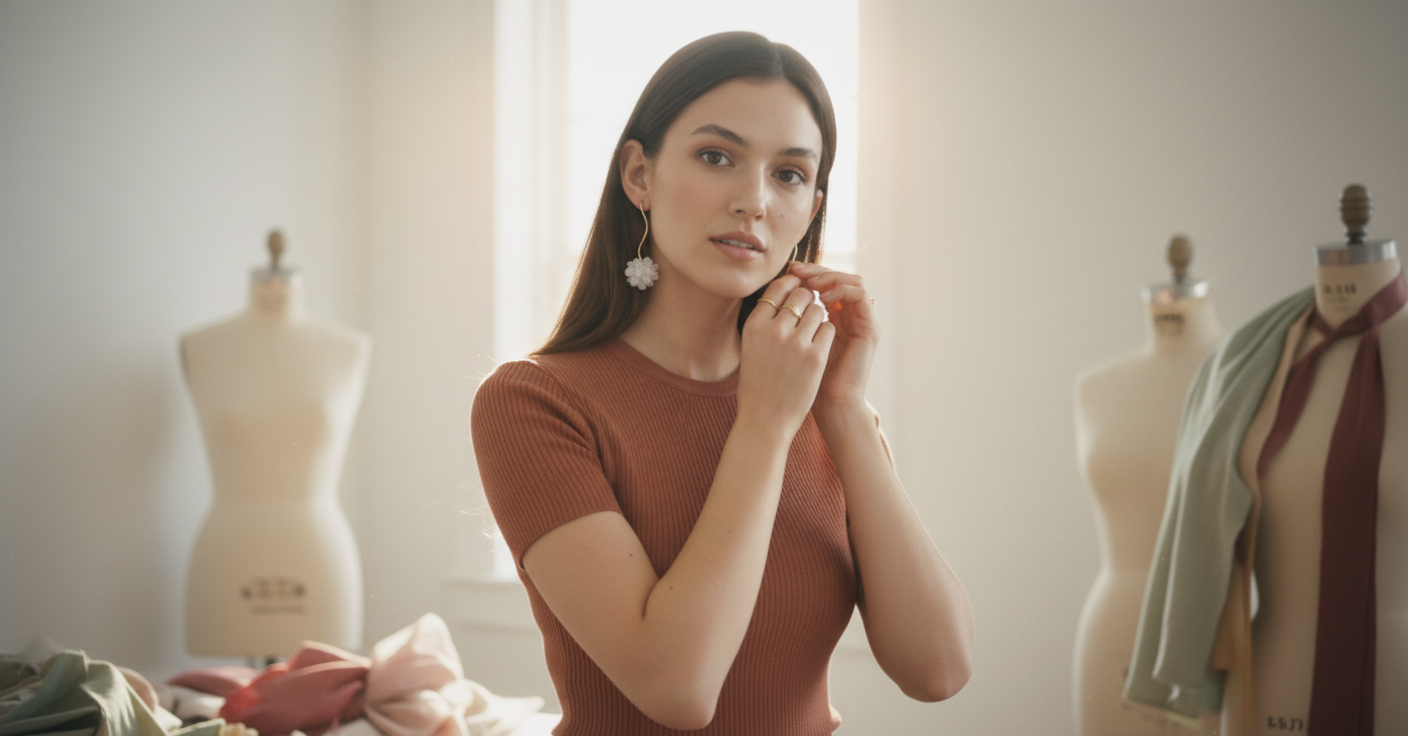 AI Editorial - Acrlyic Cluster Ball Wavy Wire Dangle Earrings