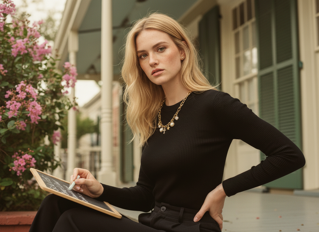 AI Editorial - Heart Star And Pearl Charms Chain Necklace