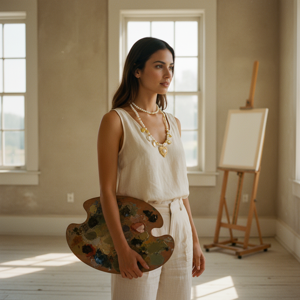 AI Editorial - Mixed Heart Charms Pearl And Metallic Beaded Necklace