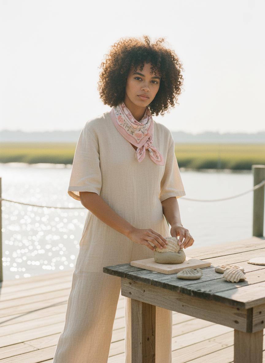 AI Editorial - Flower Pattern Bandana Scarf