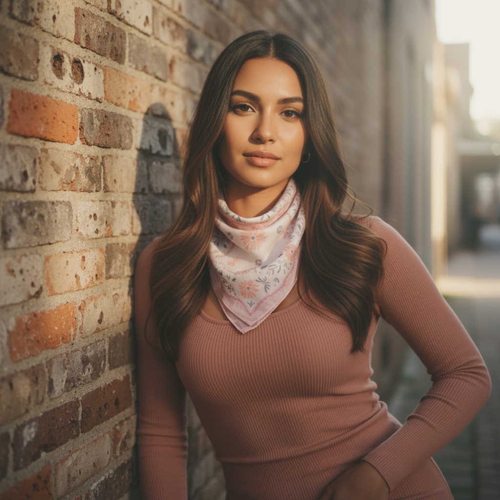 AI Editorial - Flower Pattern Bandana Scarf
