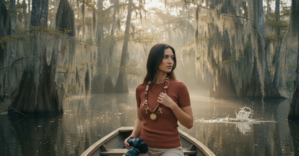 AI Editorial - Cross And Sun Charms Bandana Chain Braided Necklace