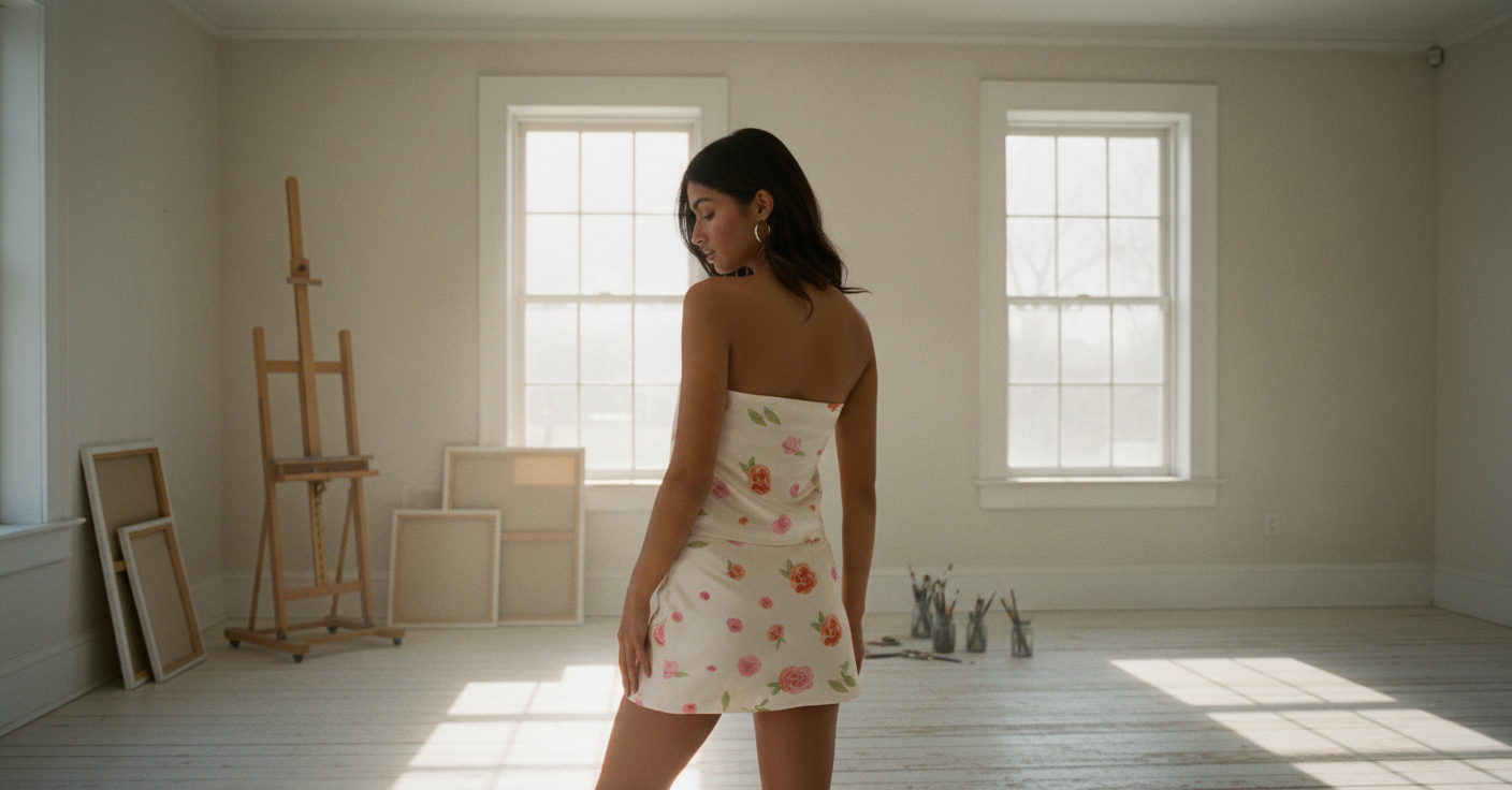 AI Editorial - Strapless Folded Neckline Cont Back Top