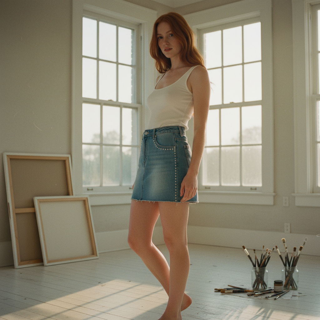 AI Editorial - Low Rise Denim Skort