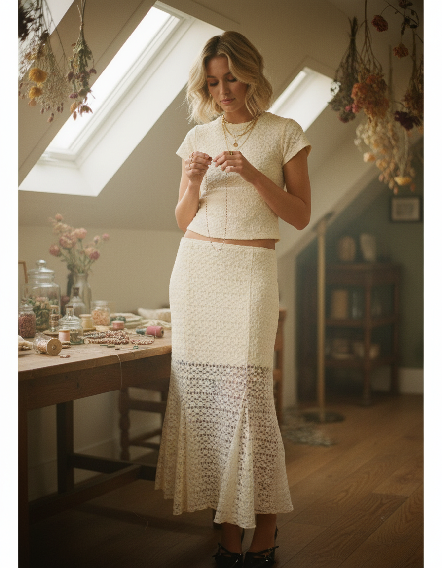 AI Editorial - Mid Rise Midi Skirt