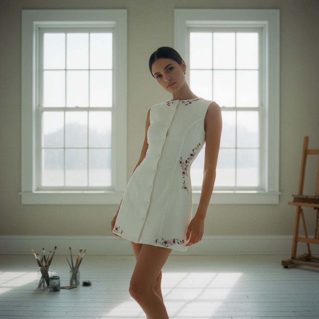 AI Editorial - Brisbane Embroidered Trim Dress