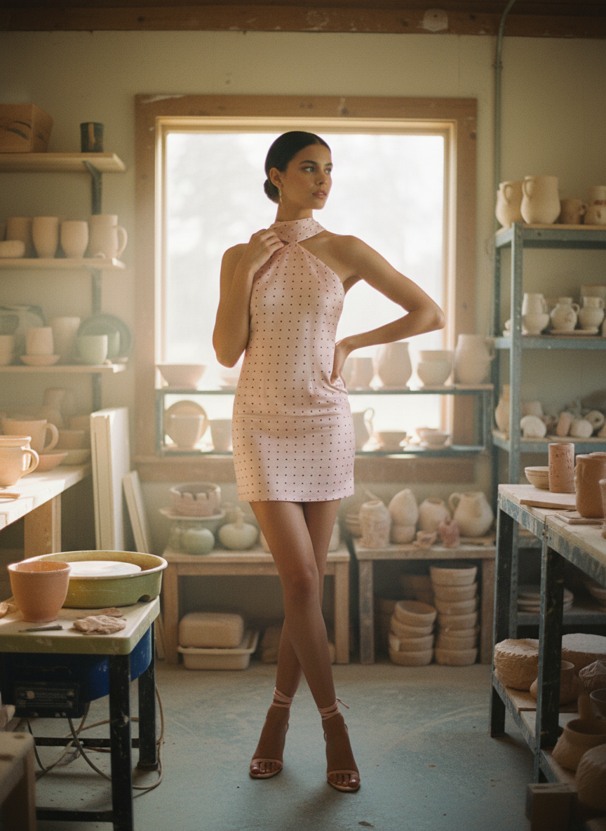 AI Editorial - Penny Polka Dot Mini Dress