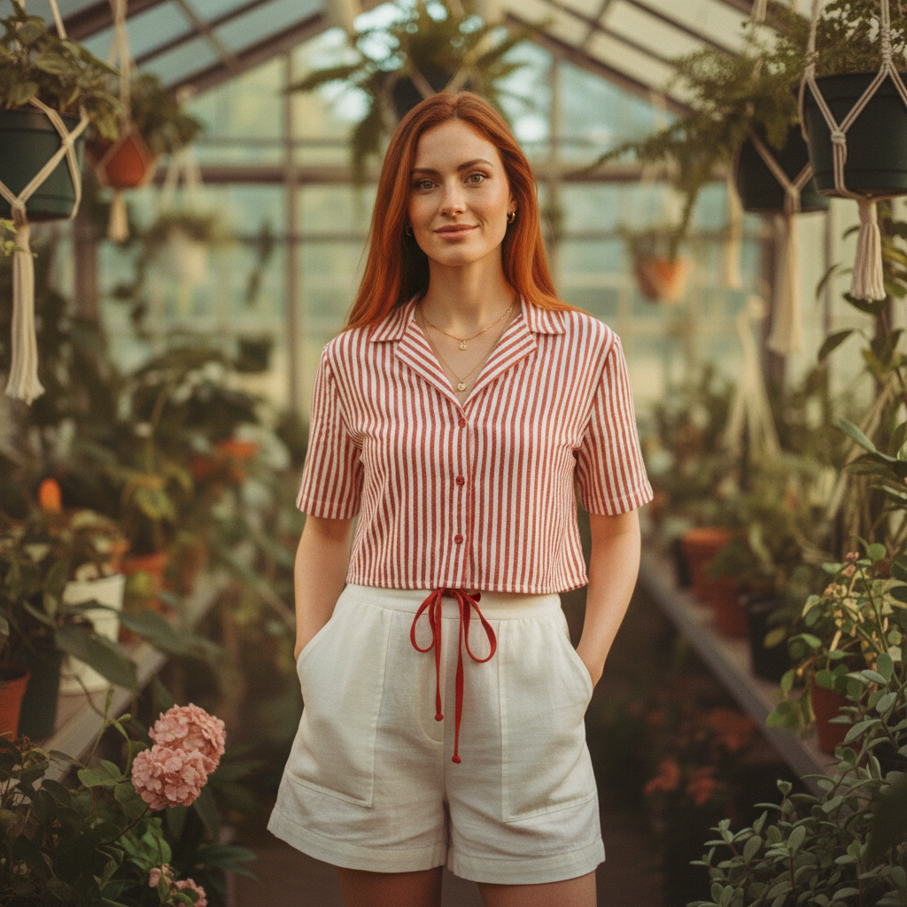 AI Editorial - Elan Short Sleeve Button Down Top