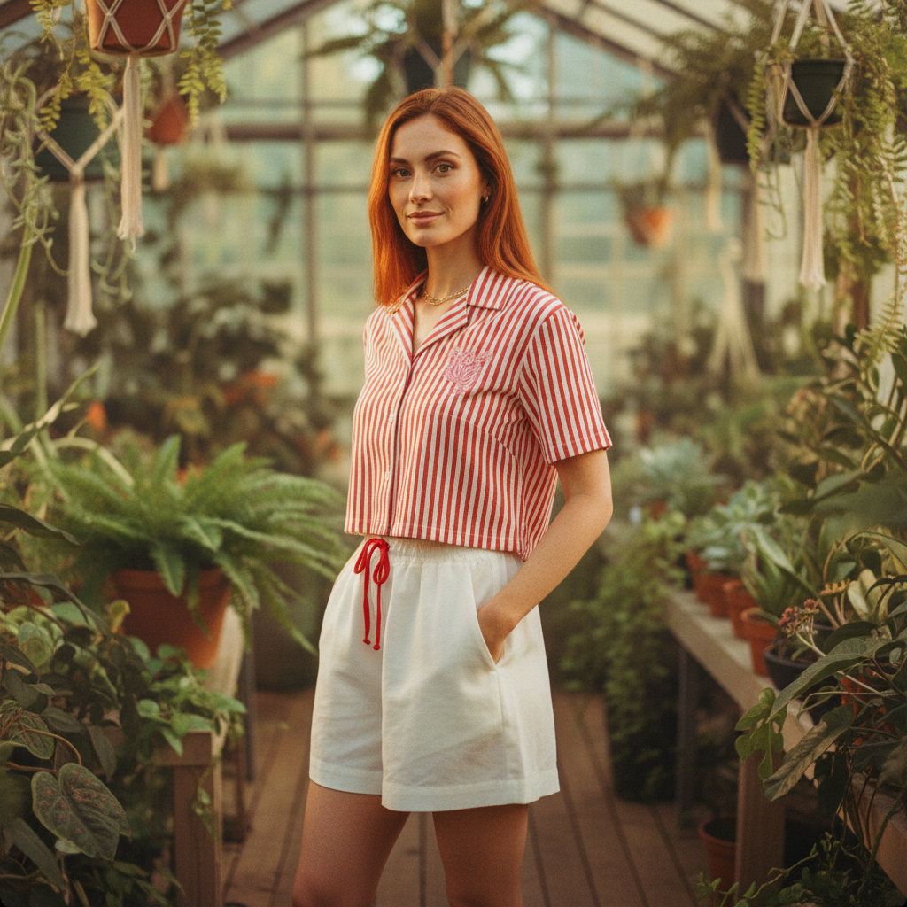 AI Editorial - Elan Short Sleeve Button Down Top