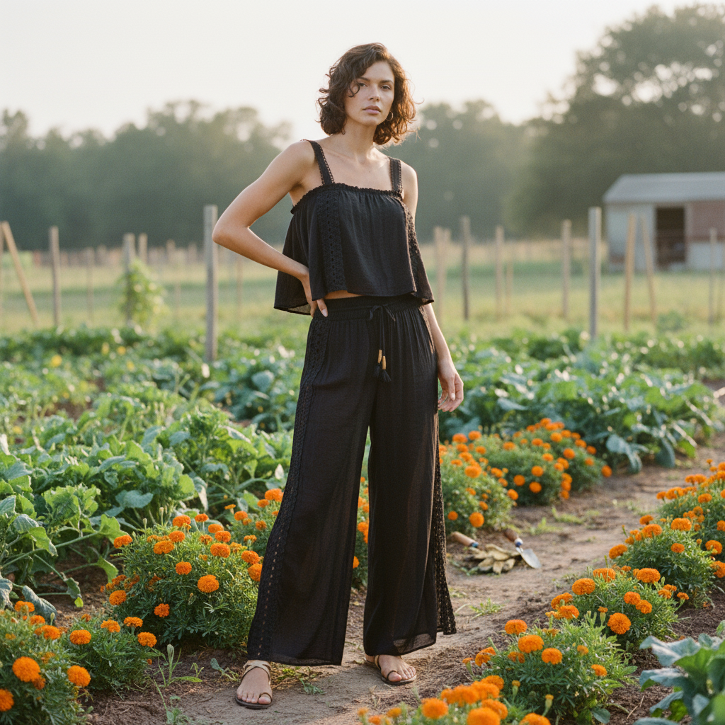 AI Editorial - Elan Open Embroidered Pants with Side Slits
