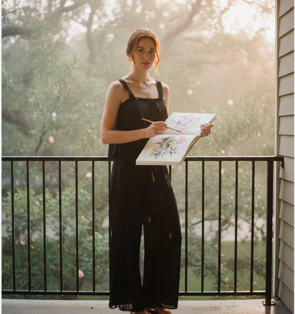 AI Editorial - Elan Open Embroidered Pants with Side Slits