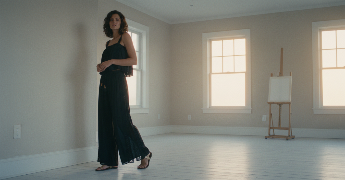 AI Editorial - Elan Open Embroidered Pants with Side Slits