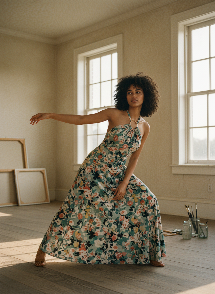 AI Editorial - Elan Halter Maxi Dress