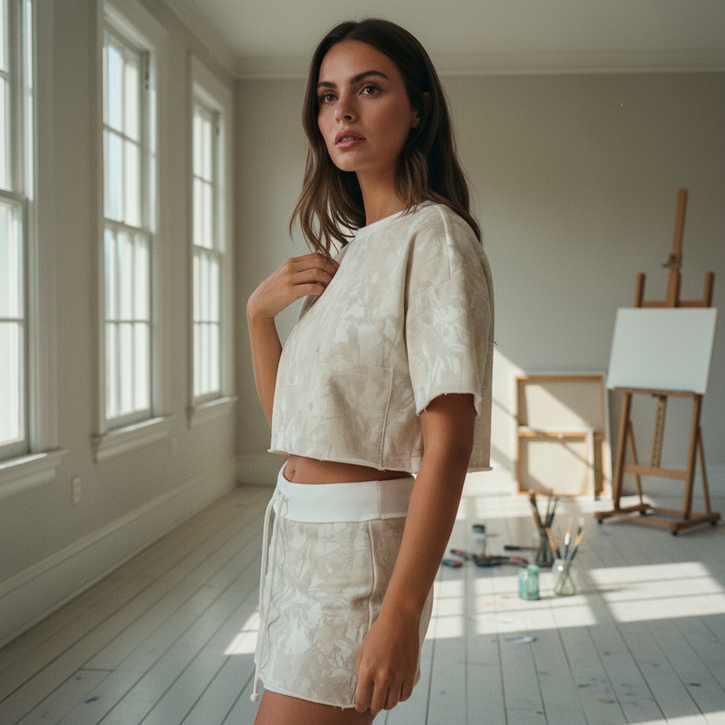 AI Editorial - Textured Crop Top