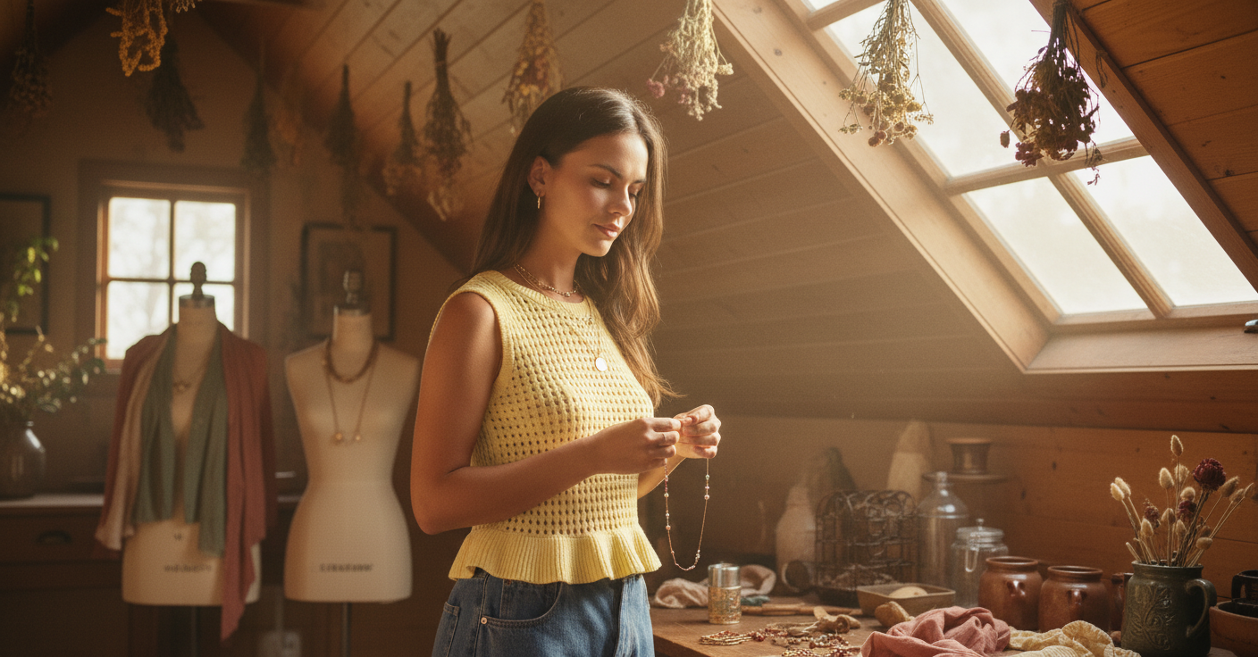 AI Editorial - Sleeveless Open Knit Peplum Top