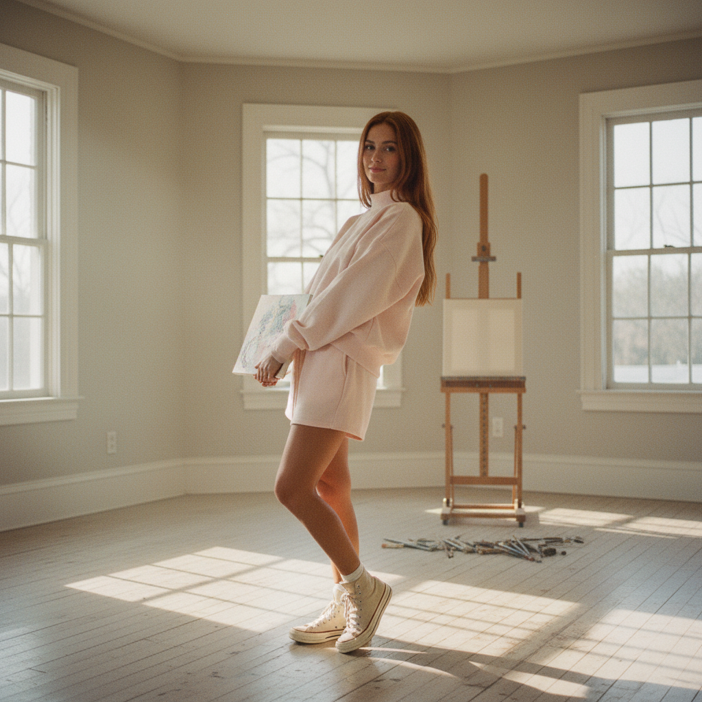 AI Editorial - Mock Neckline Oversized Sweatshirt